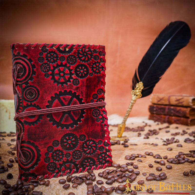 Leren boek Steampunk, antieke pagina's