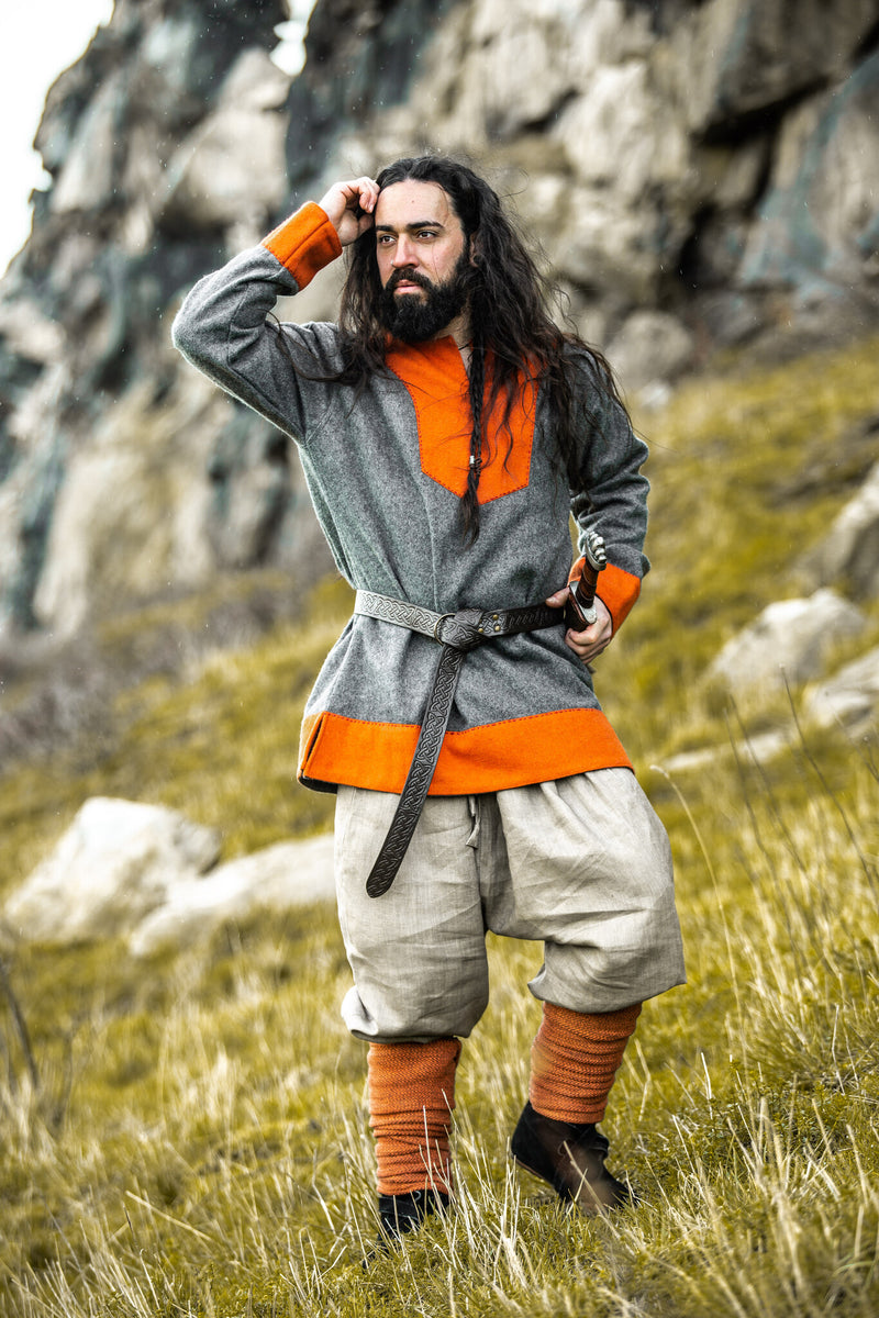 Viking tuniek Roland, grijs, wolmix