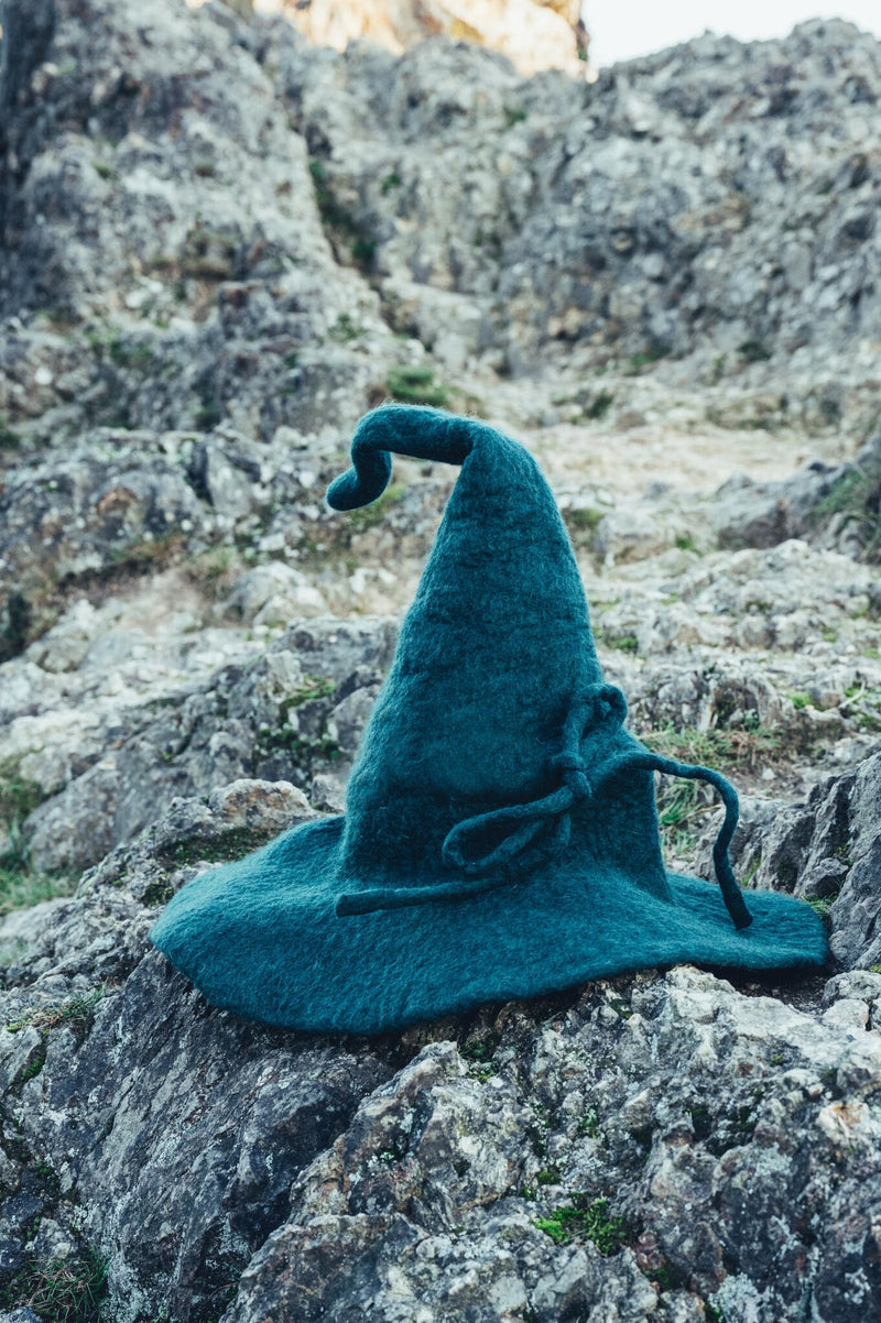 Wizard hat Merlin, green, wool felt