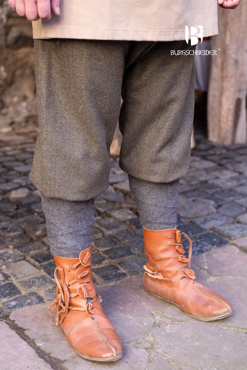 Viking trousers Ivar, herringbone pattern, wool blend, olive-grey