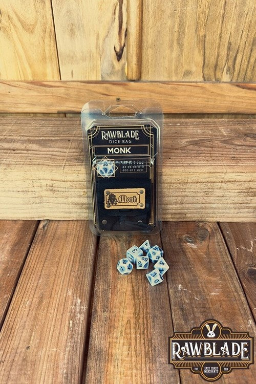 Dice bag met set dobbelstenen Monk