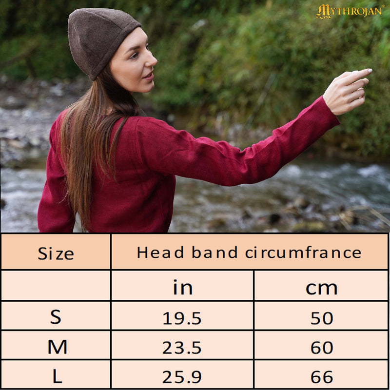 Wikingerhaube Birka, 100% Wolle, braun 