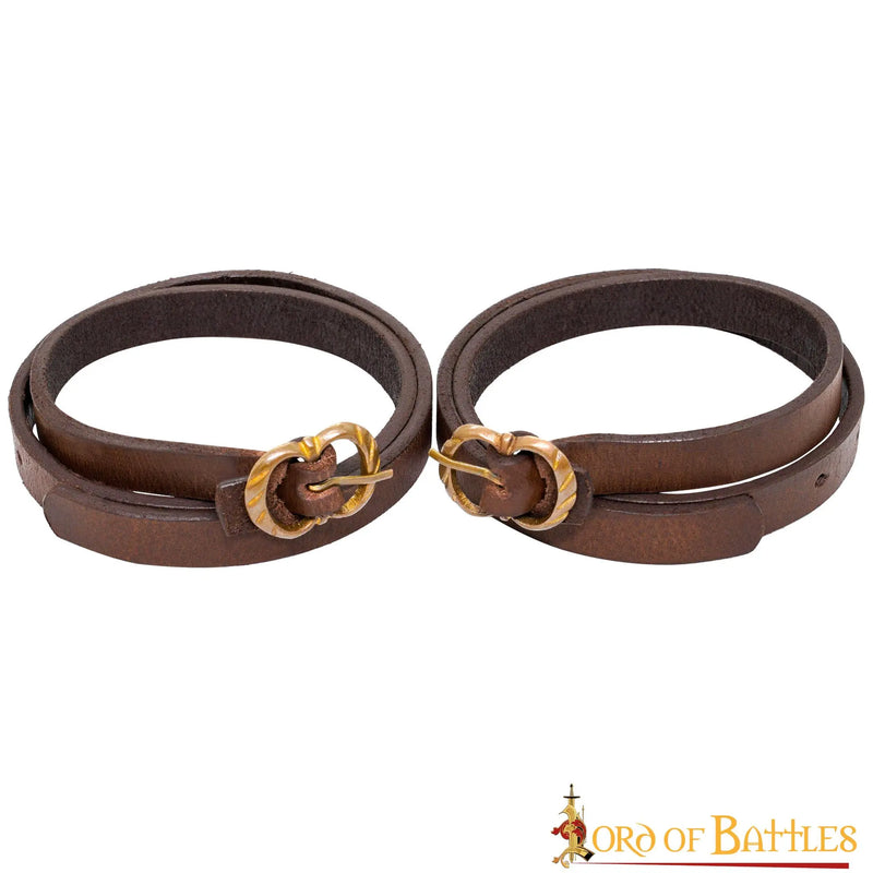 Mittelalterliche Lederstrumpfbänder, braun 