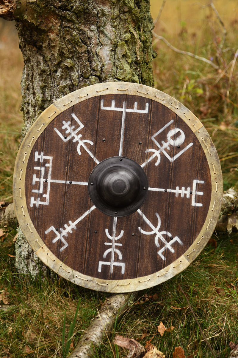 Viking schild Vegvisir met rawhide