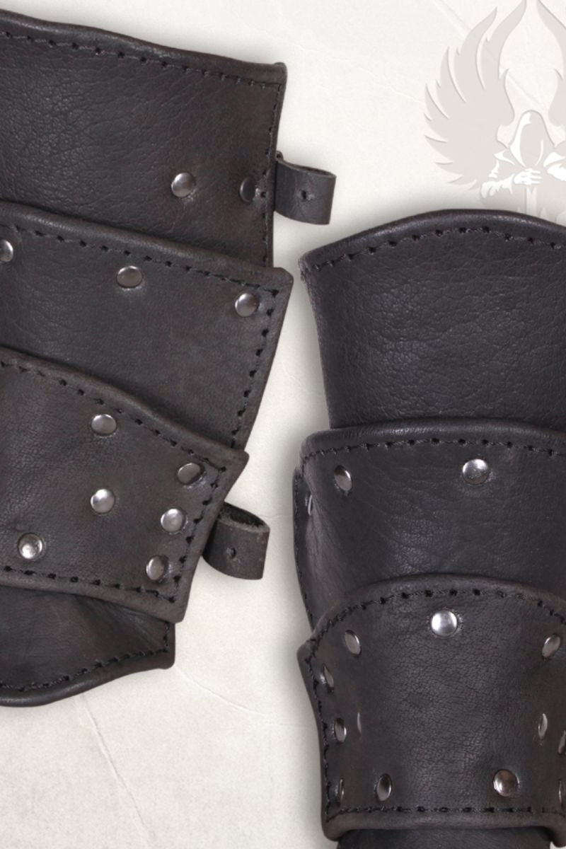 Albrecht leren bracers, onderarmbeschermers, zwart