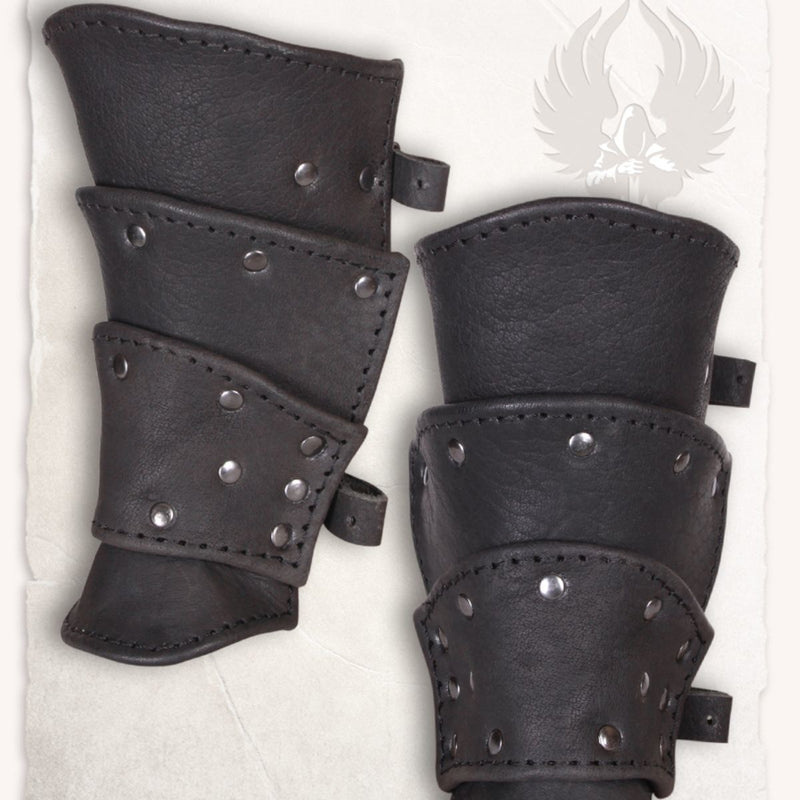 Albrecht leren bracers, onderarmbeschermers, zwart