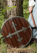 Wooden round shield with cross