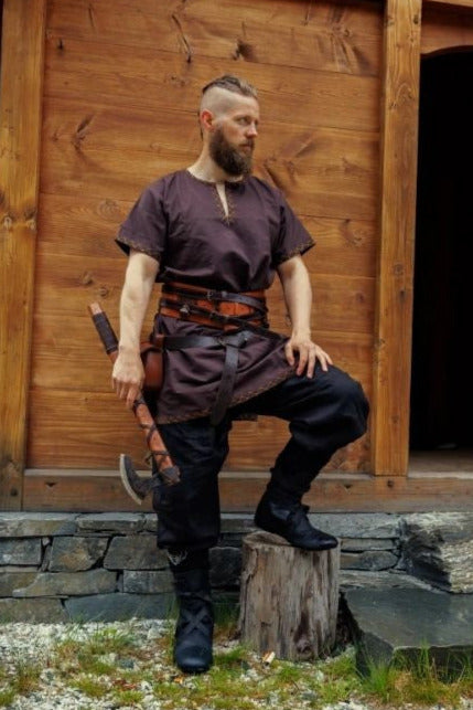 Lino Pantaloni vichinghi Odin, nero 