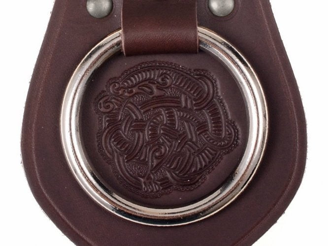 Porta armas de cuero para cinturón motivo vikingo, marrón 