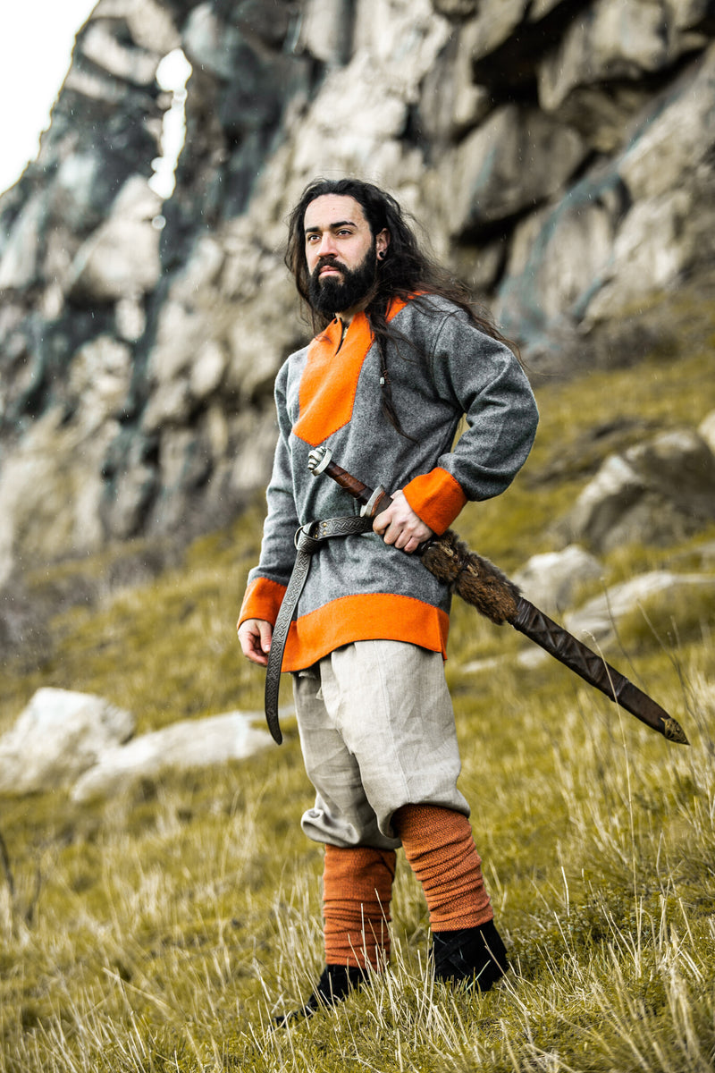 Viking tuniek Roland, grijs, wolmix