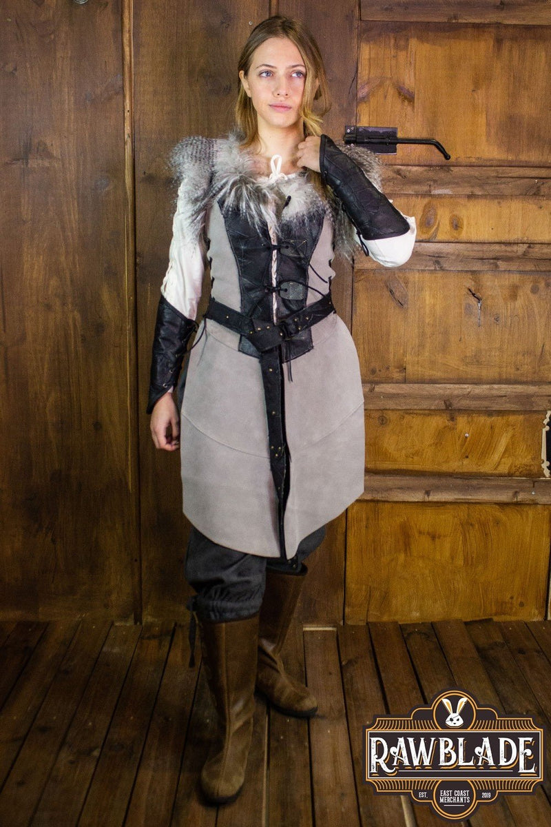 Uil leren jerkin, vrouw, zwart-grijs