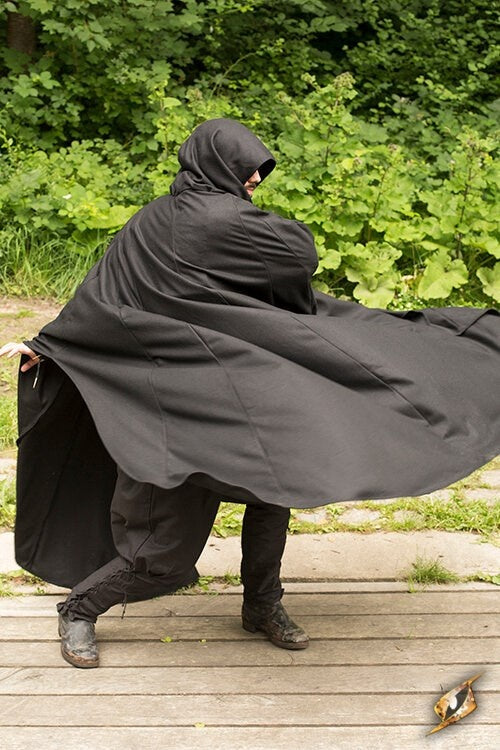 Capa de viaje, negro, mezcla de lana 