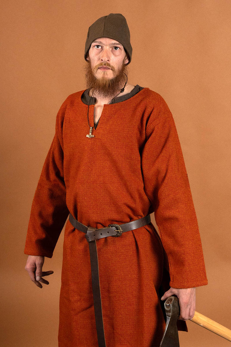 Diamant-twill tuniek, 100% wol, oranje-rood