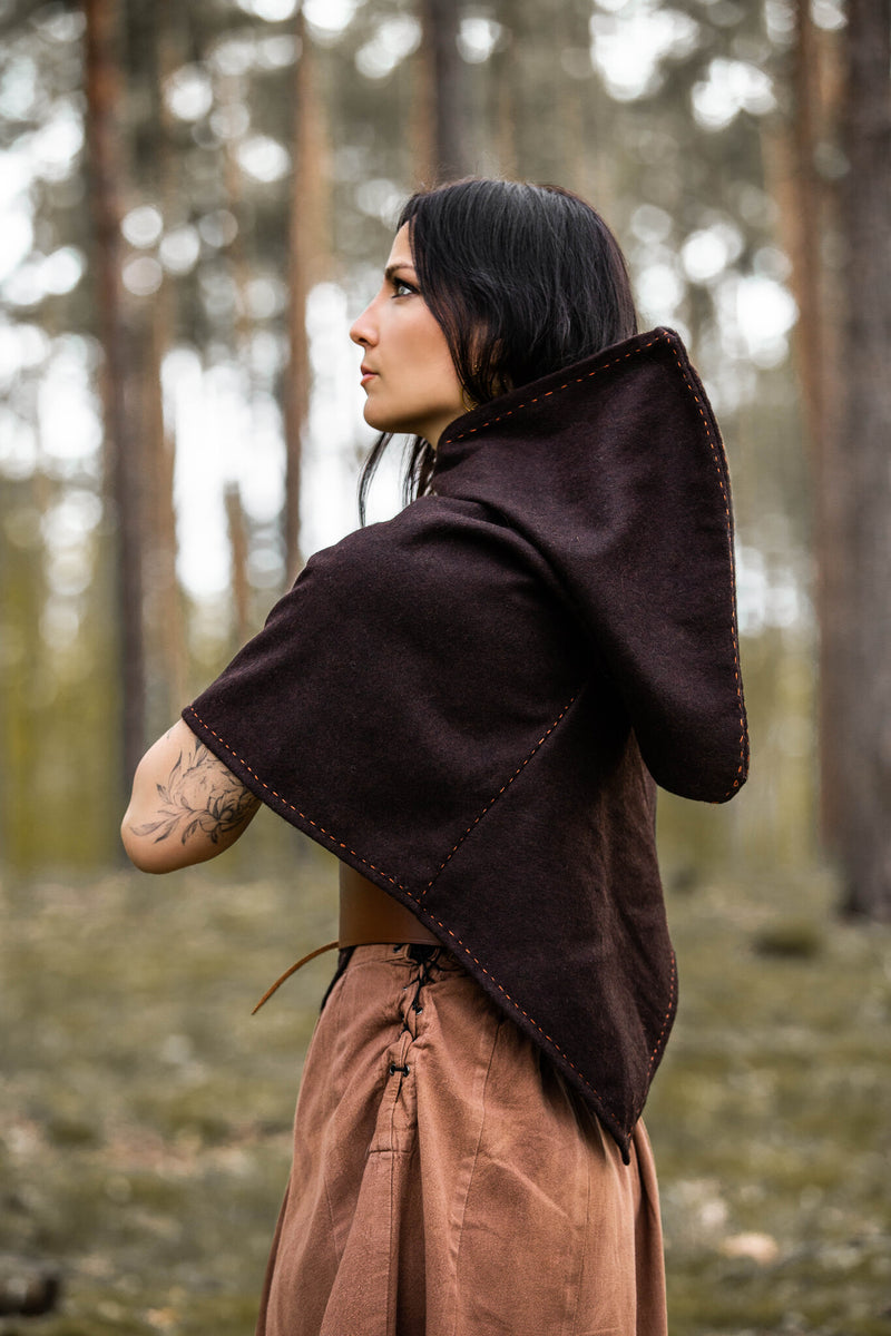 Skjoldehamm chaperon Halfdan, brun, mélange de laine 