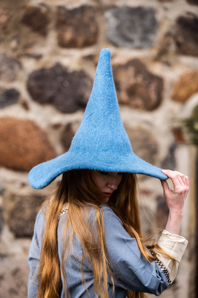 Heksenhoed lichtblauw, wolmix