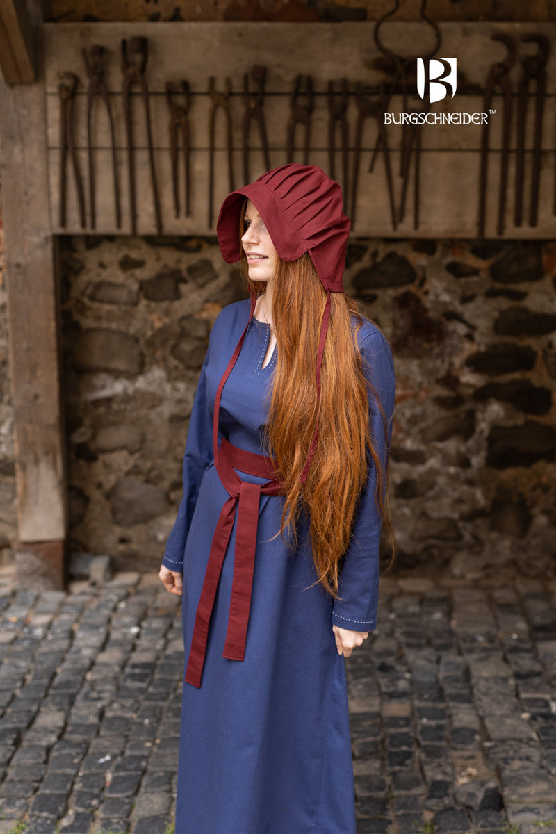 Middelalderhætte Emma, bordeaux rød 