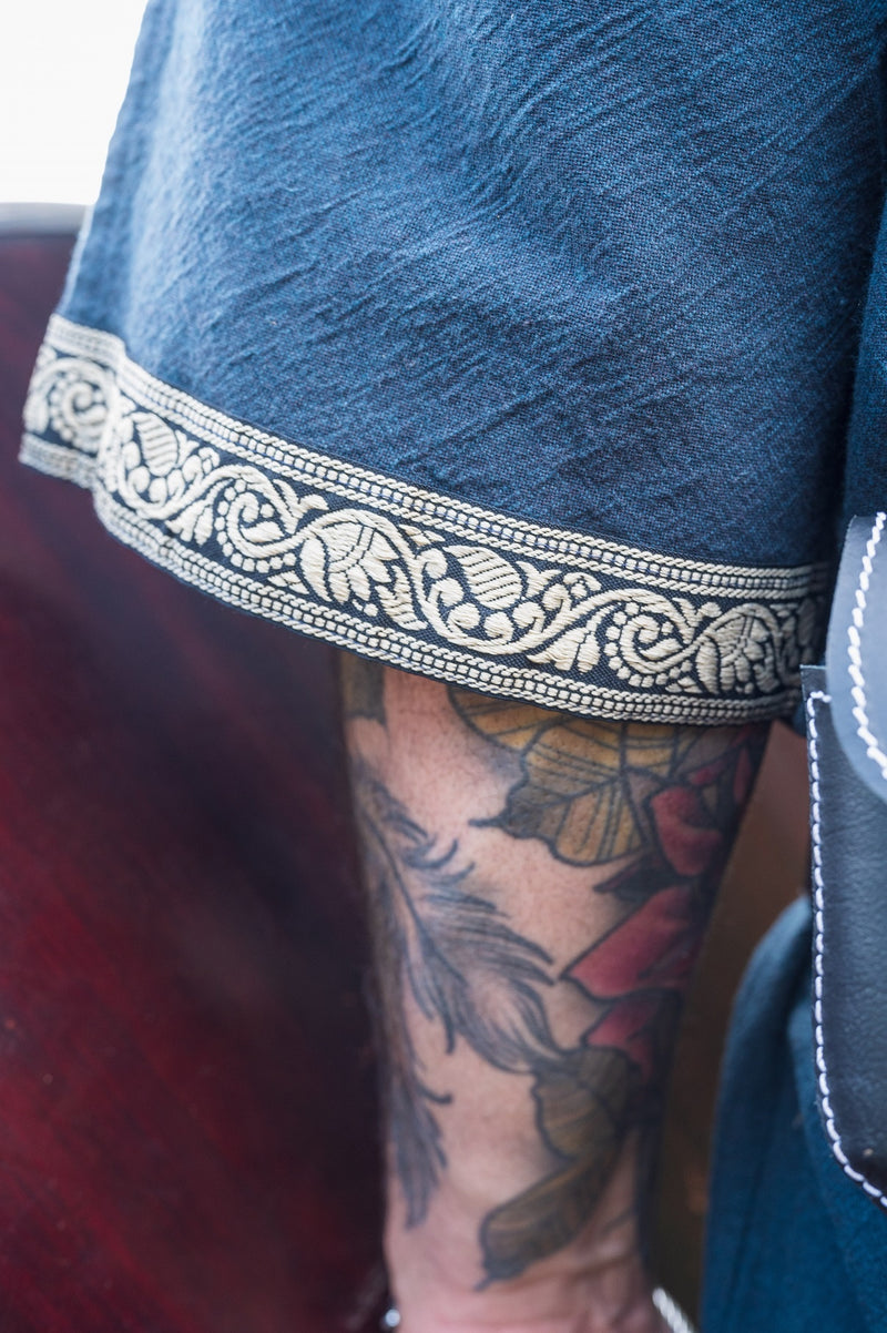 Keltische tuniek, korte mouwen, donkerblauw