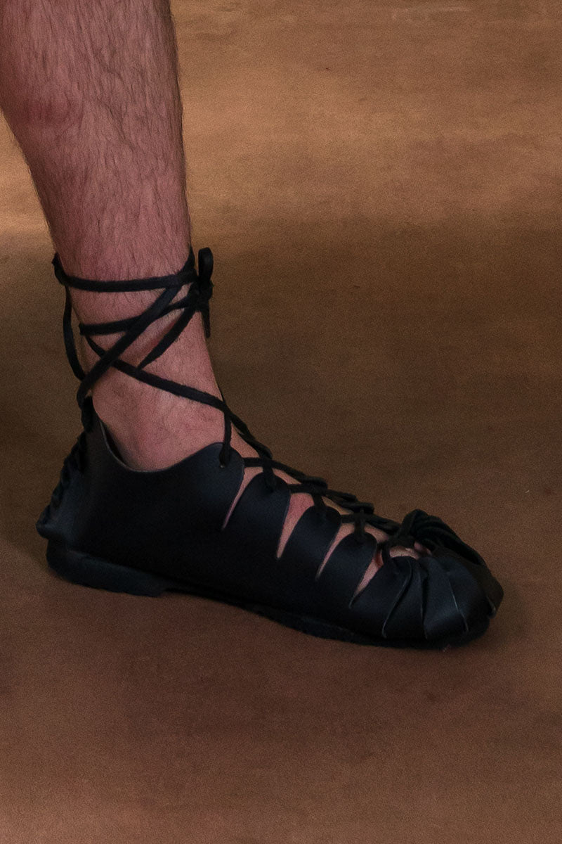 Leren ijzertijdsandalen zwart