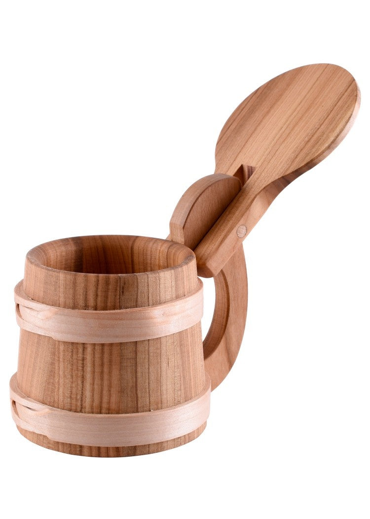 Houten kroes met deksel