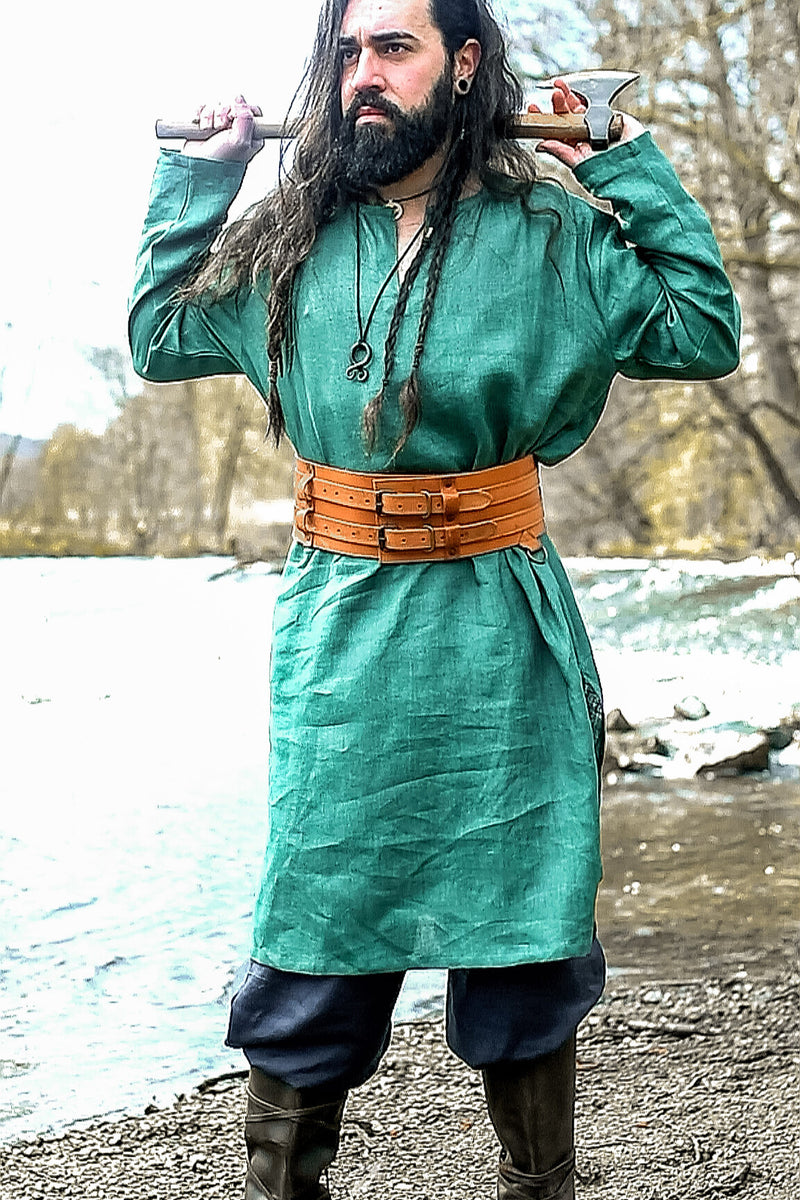 Viking tuniek Halvar linnen, groen