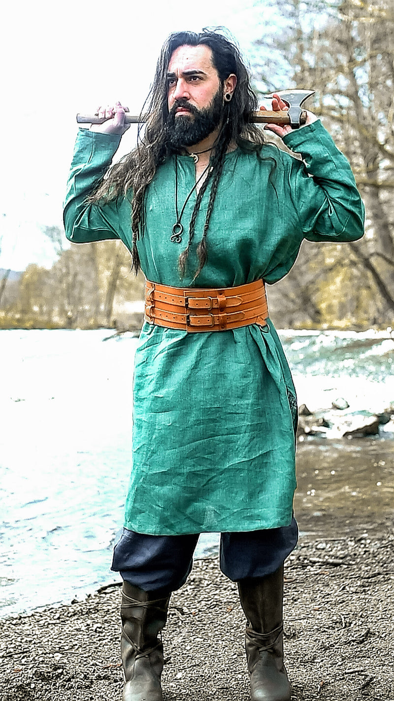 Viking tuniek Halvar linnen, groen