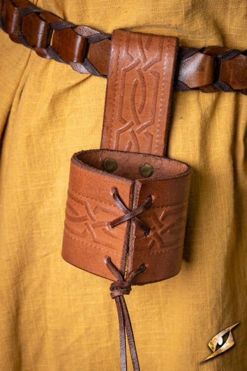 Leren drinkhoornhouder Edda, bruin