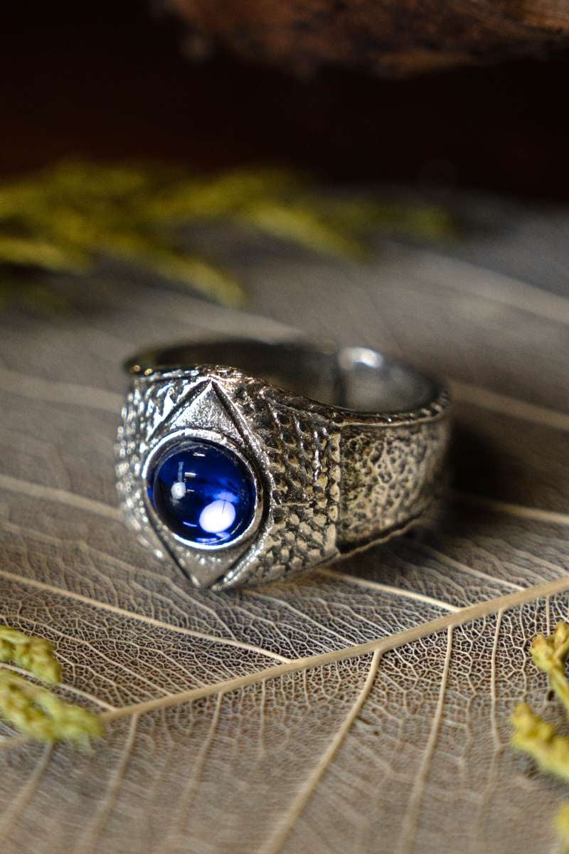Medieval ring, blue, pewter