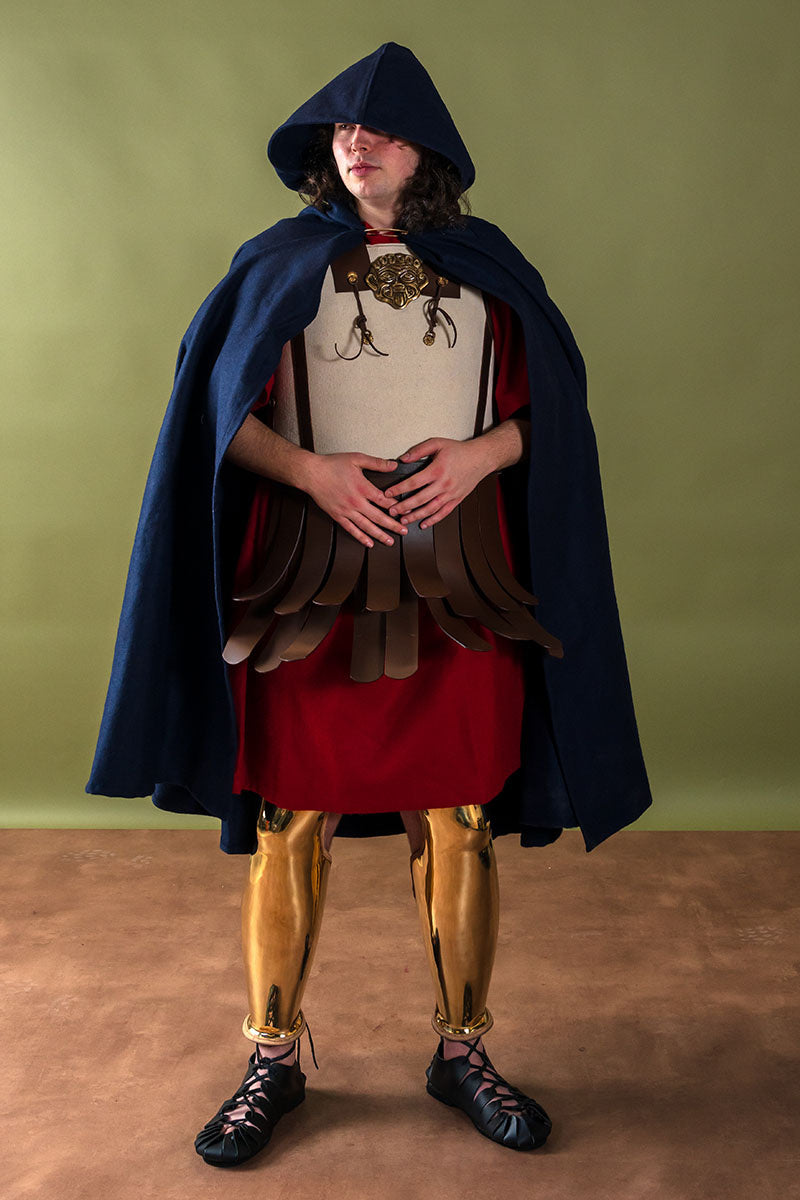 Middeleeuwse mantel Karen, wolmix, blauw