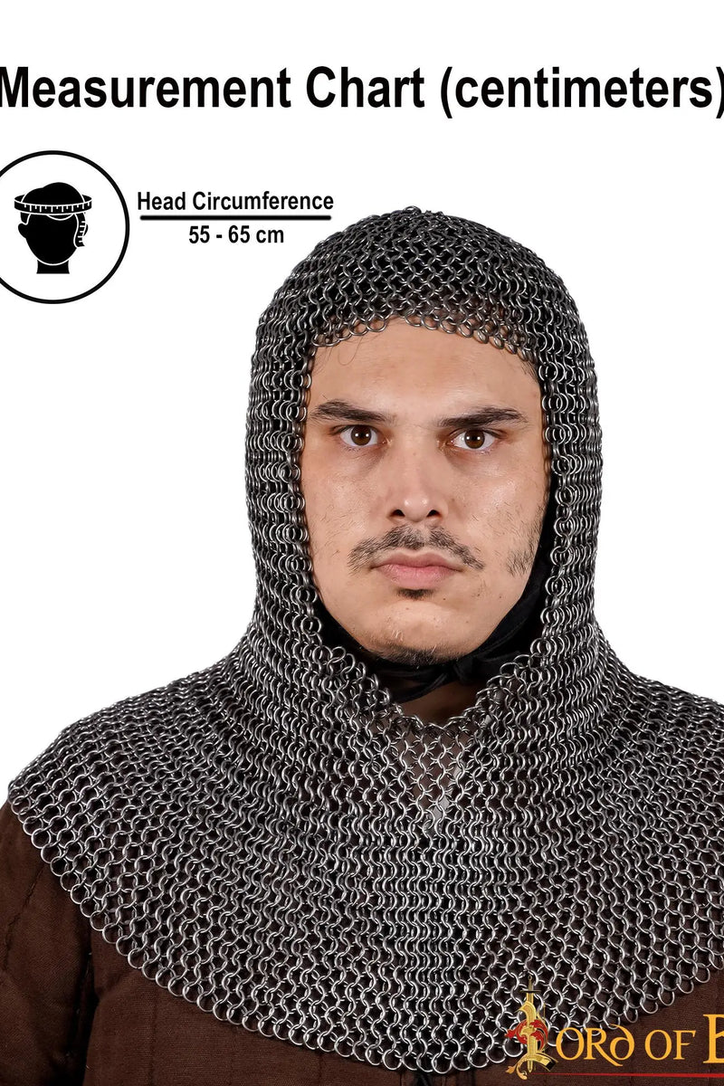 Capucha de malla, acero de resorte, sin remaches anillos redondos, 9mm 