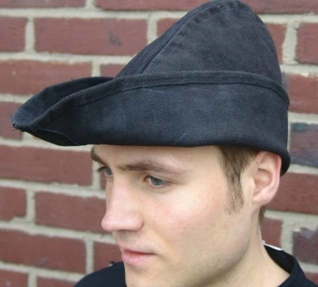 Robin hoed, leer, zwart