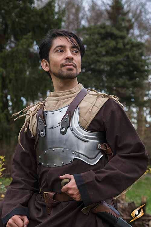 Merc staal-leren borstpantser L/XL, 1 mm