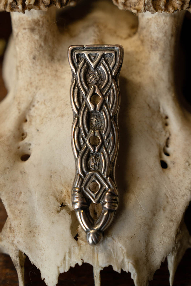 Fibbia per cintura Birka stile Borre, argentata 