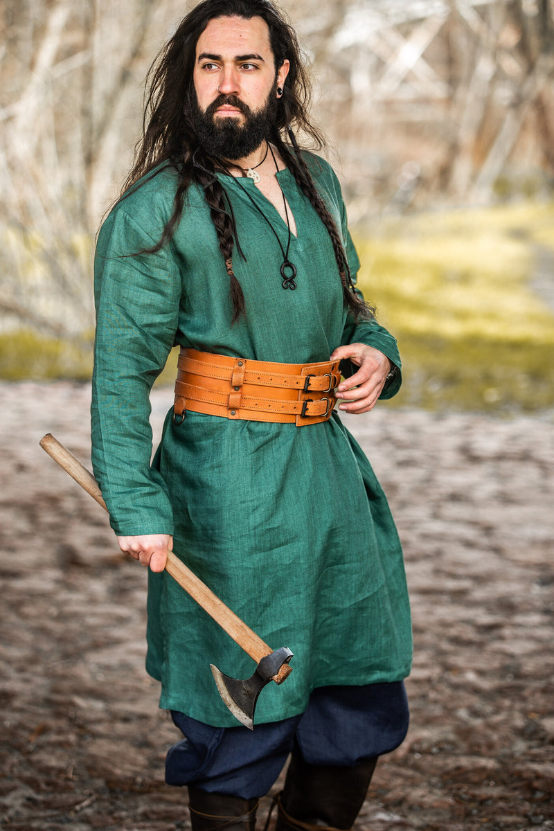 Viking tuniek Halvar linnen, groen
