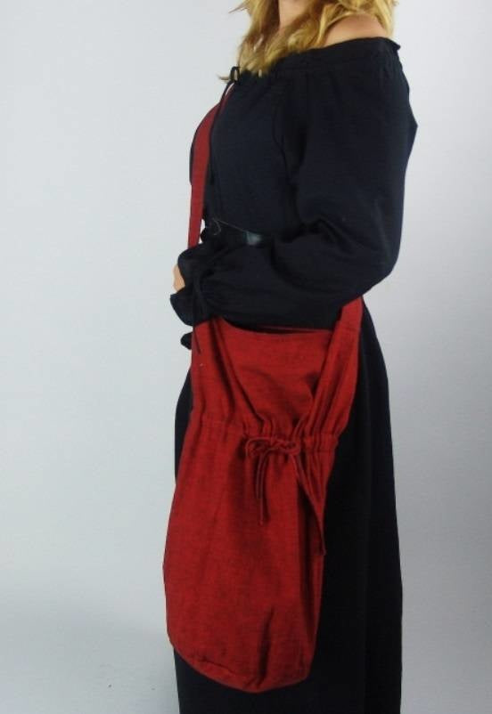 Bolso de hombro de tela, rojo 