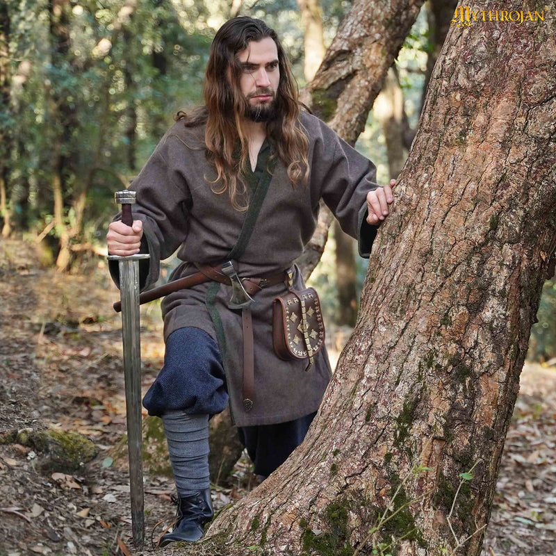 Viking kaftan Haithabu, 100% wol, bruin