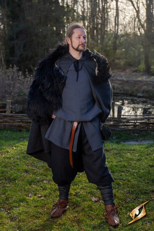 Rusvik Hose Wolle, Fischgrätmuster, Wollmischung, schwarz 