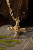 Croix Cuthbert de Lindisfarne, dorée étain 
