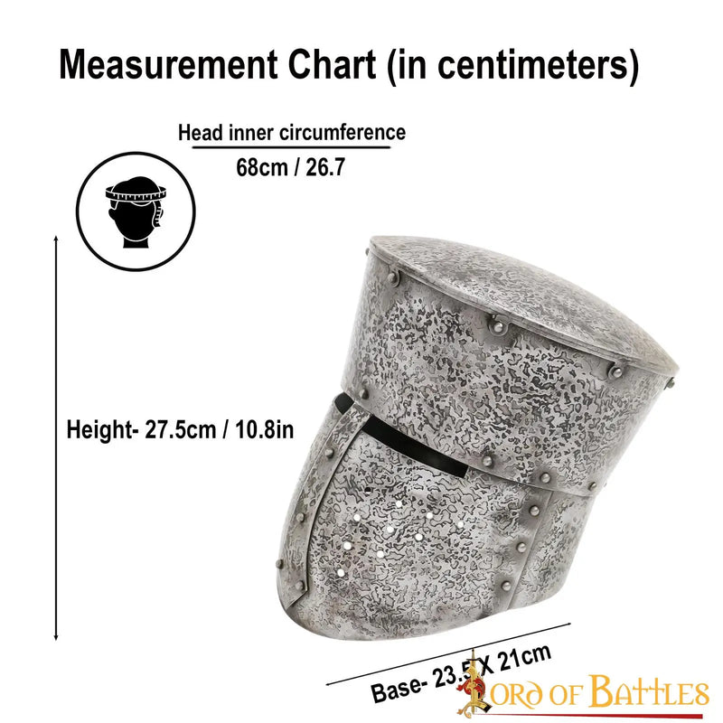 13. århundrede tøndehjelm, patineret, 1,6 mm 