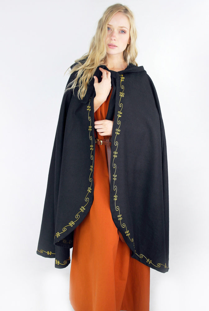 Mantel Ceridwen, zwart, wolmix