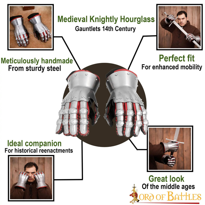 guanteletes de reloj de arena del siglo XIV, 1.6 mm 