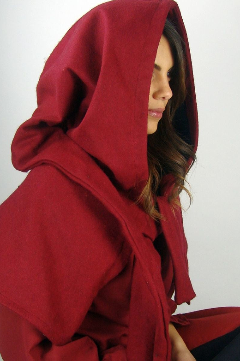 Cappuccio Terry rosso, misto lana 