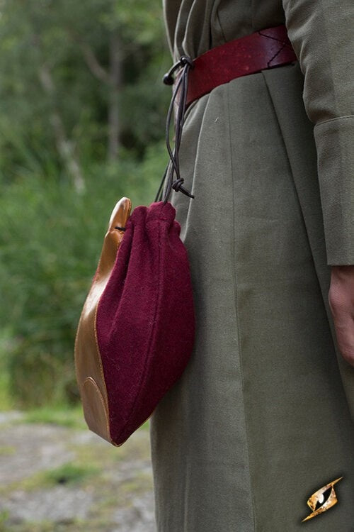 Wol-leren buidel, rood-bruin