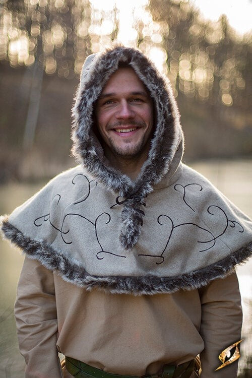 Kap met bontrand Gisla, grijs, wolmix