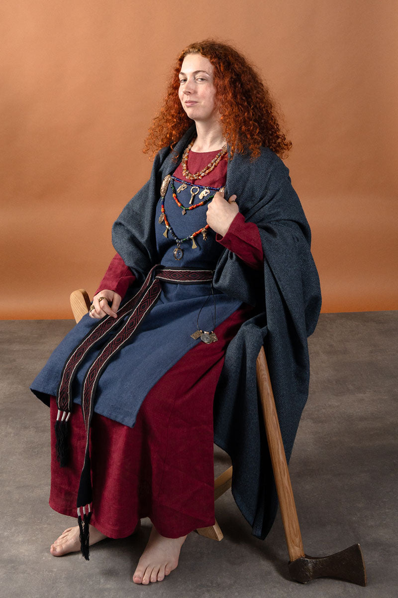 Wikingerkleid Helga, Leinen, rot