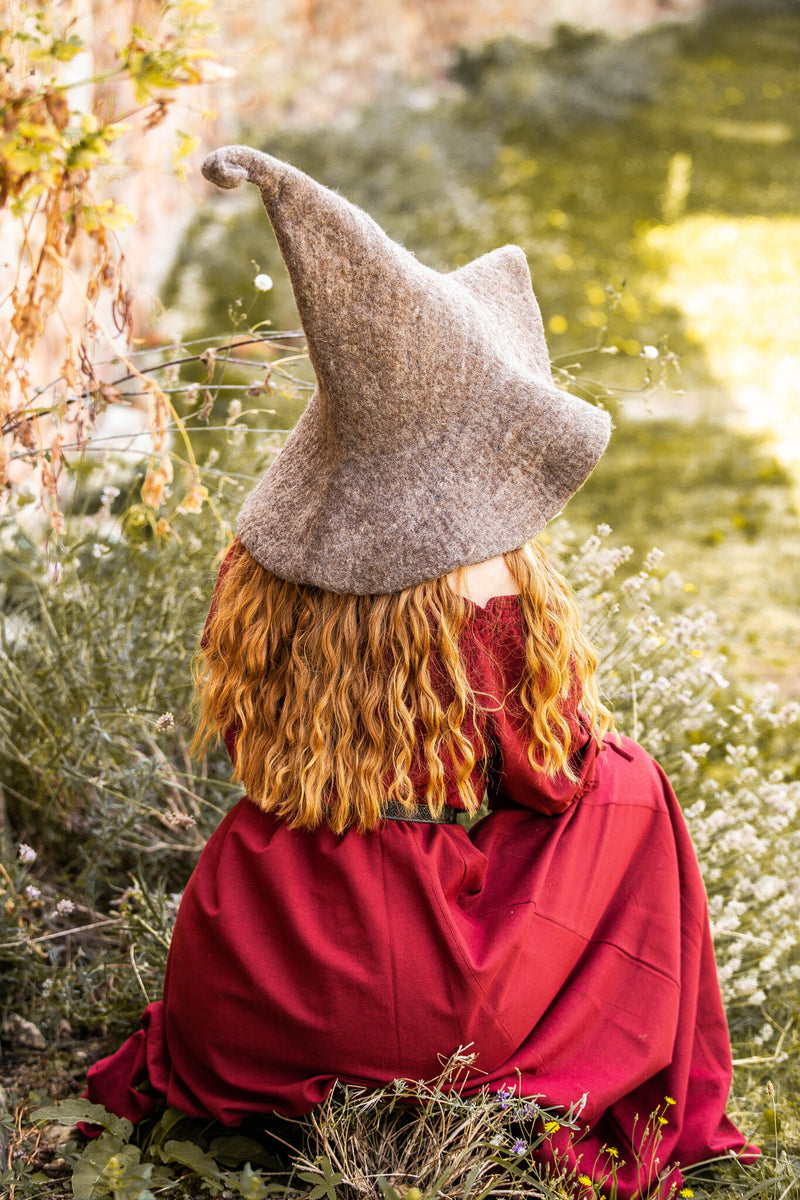 Chapeau de sorcière, naturel-brun, feutre de laine 