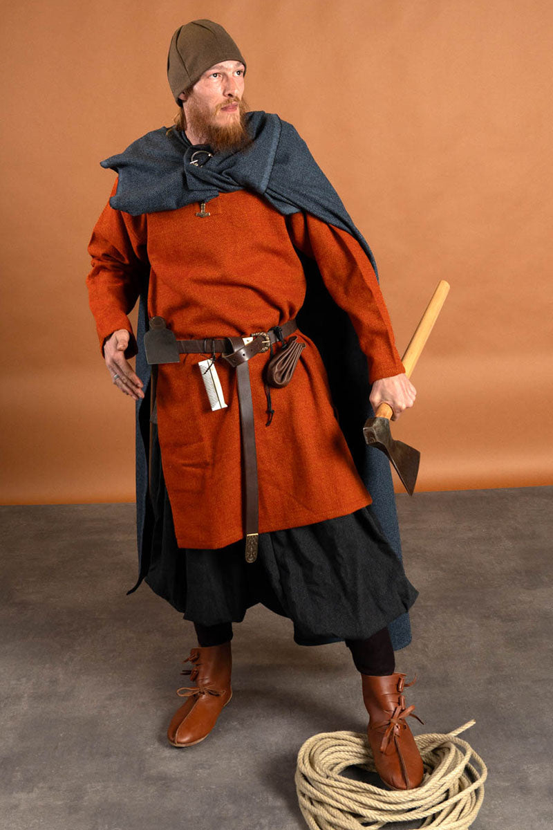 Rusvik Viking broek Borys, vissegraatmotief, zwart/grijs, wolmix