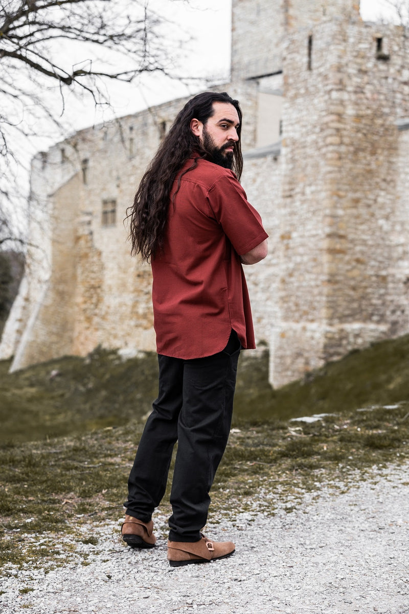 Middeleeuws hemd met korte mouwen, rood