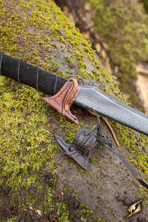 Leather holster hook for LARP sword, brown