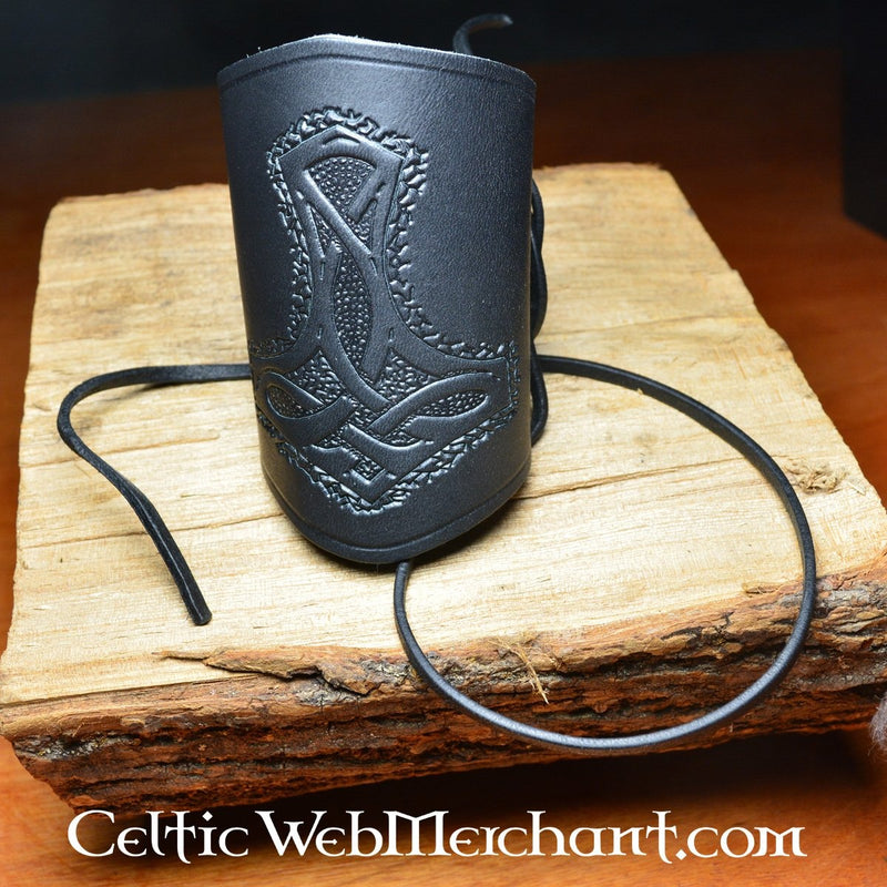 Læder Viking bracers, armskinner (lang), sort 