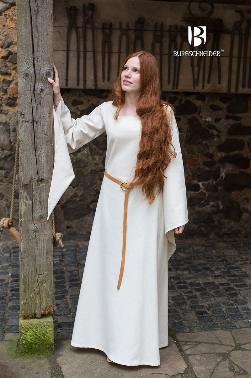 Klara middelalderlig chemise, underkjole, naturlig 